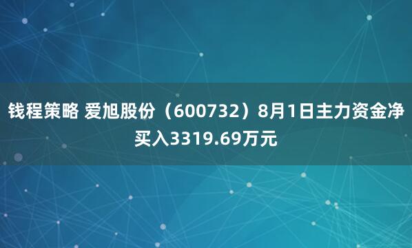 钱程策略 爱旭股份（600732）8月1日主力资金净买入3319.69万元