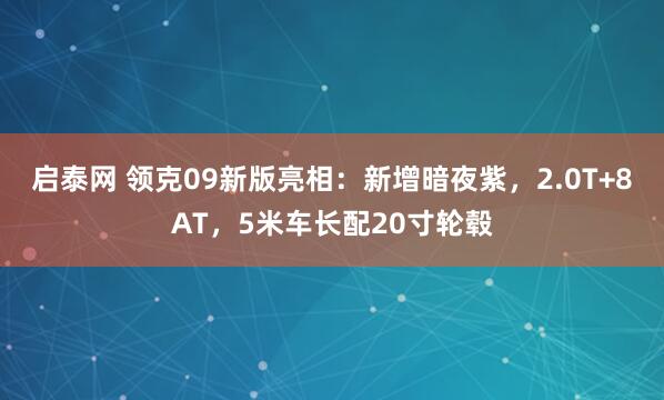 启泰网 领克09新版亮相：新增暗夜紫，2.0T+8AT，5米车长配20寸轮毂